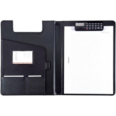 ALASSIO 31500 – skrivmapp BRESCIA i DIN A4-format, affärsmapp av lädermedat, dokumentmapp i svart, mapp ca 33 x 25 x 2 cm, med miniräknare som klämma ALASSIO 31500 – skrivmapp BRESCIA i DIN A4-format, affärsmapp av lädermedat, dokumentmapp i svart, mapp ca 33 x 25 x 2 cm, med miniräknare som klämma