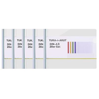 TUKA-i-AKUT 20 st. A3 Sliding Bar Binder, PP transparent klämskenor rapporter kuvert, skydd grepp bindstänger dokument klassificering, set om 20, skjutbar i vitt, TKD8041-A3-W-white-20x TUKA-i-AKUT 20 st. A3 Sliding Bar Binder, PP transparent klämskenor rapporter kuvert, skydd grepp bindstänger dokument klassificering, set om 20, skjutbar i vitt, TKD8041-A3-W-white-20x
