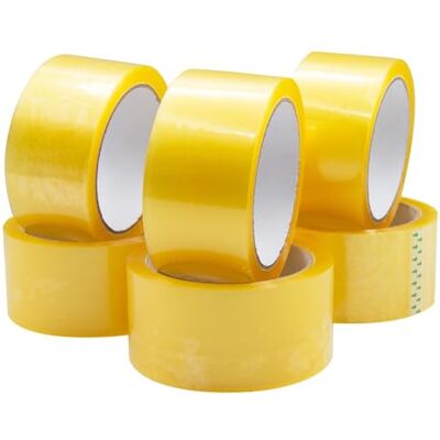RAYLU PAPER ® Tätningsrullar, Självhäftande tejp för förpackning av sändningslådor Stark och Extra Stark, 66 meter x 50 mm bred (6 st, Transparent) RAYLU PAPER ® Tätningsrullar, Självhäftande tejp för förpackning av sändningslådor Stark och Extra Stark, 66 meter x 50 mm bred (6 st, Transparent)