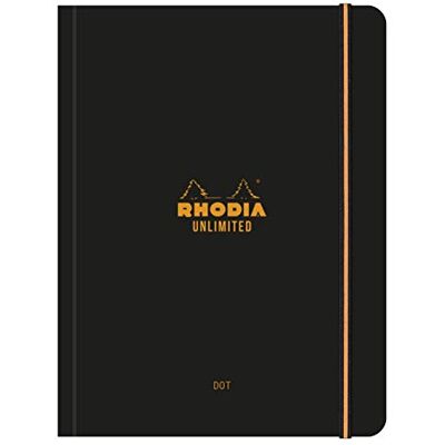 Rhodia 118969C Carnet à Élastique Unlimited Noir A5+ Pointillés Dot 120 pages Détachables Papier Clairefontaine Blanc 80 g/m Couverture Toucher Velouté Rhodia 118969C Carnet à Élastique Unlimited Noir A5+ Pointillés Dot 120 pages Détachables Papier Clairefontaine Blanc 80 g/m Couverture Toucher Velouté