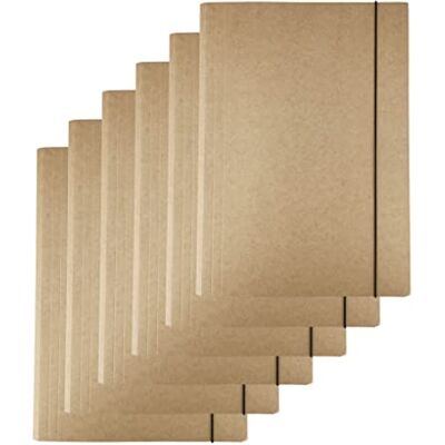 D.RECT A4 dokumentplånböcker i kraftpapper med elastiskt band – 6-pack, 300 GSM-arkiveringsmappar för skola, kontor och arkiv D.RECT A4 dokumentplånböcker i kraftpapper med elastiskt band – 6-pack, 300 GSM-arkiveringsmappar för skola, kontor och arkiv