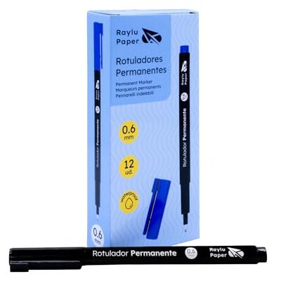RAYLU PAPER – 12 st 0,6 mm permanenta markörer med fin spets, snabbtorkande, vatten- och blekningsbeständig, för skola och yrkesmässig användning (svart, 0,6 mm) RAYLU PAPER – 12 st 0,6 mm permanenta markörer med fin spets, snabbtorkande, vatten- och blekningsbeständig, för skola och yrkesmässig användning (svart, 0,6 mm)