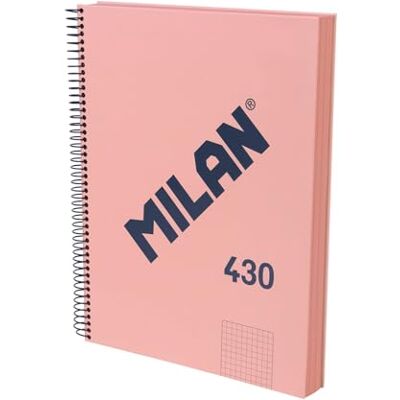 MILAN ® A4 inbunden anteckningsbok med rutat papper 5 x 5 mm – 120 ark 95 gr/m² gummikollektion 430 – rosa MILAN ® A4 inbunden anteckningsbok med rutat papper 5 x 5 mm – 120 ark 95 gr/m² gummikollektion 430 – rosa