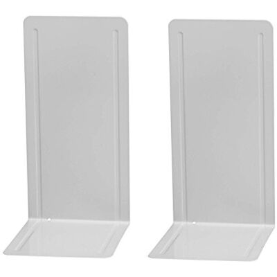 WEDO 1021237 bokstöd (av metall, hög version med förstärkningsspår, 14 x 12 x 24 cm) 2 stycken, ljusgrå WEDO 1021237 bokstöd (av metall, hög version med förstärkningsspår, 14 x 12 x 24 cm) 2 stycken, ljusgrå