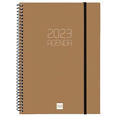 Finocam Agenda 2023 Opaque Spiral Vecka Horisontell Utsikt Januari 2023, december 2023, 12 månader, katalanska, brun, bordsskiva, E10, 155 x 212 mm Finocam Agenda 2023 Opaque Spiral Vecka Horisontell Utsikt Januari 2023, december 2023, 12 månader, katalanska, brun, bordsskiva, E10, 155 x 212 mm
