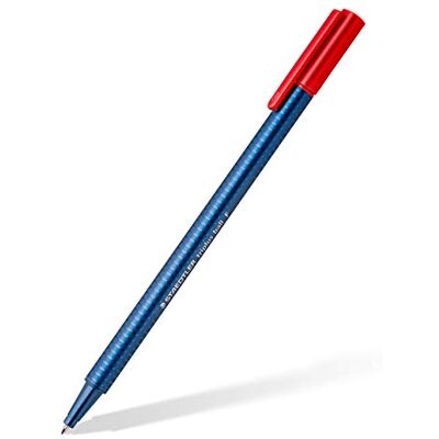 STAEDTLER Kugelschreiber Triplus Ball, ergonomische Dreikantform, Hohe Qualität Made in Germany, Set mit 10 Stück, Farbe Rot, Linienbreite F, 437 F-2 STAEDTLER Kugelschreiber Triplus Ball, ergonomische Dreikantform, Hohe Qualität Made in Germany, Set mit 10 Stück, Farbe Rot, Linienbreite F, 437 F-2