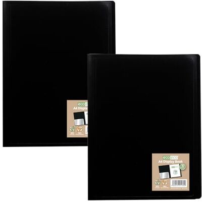 eco-eco A4 100% återvunnen 10 fickor svart flexibelt fodral portfölj bok mapp visningsbok, paket med 2 böcker, eco160 x 2 eco-eco A4 100% återvunnen 10 fickor svart flexibelt fodral portfölj bok mapp visningsbok, paket med 2 böcker, eco160 x 2