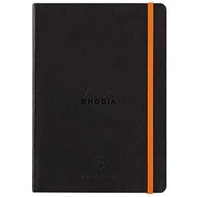 Rhodia 117182C – mjuk anteckningsbok dagbok evigt svart – A5 – 128 sidor – 90G elfenbensfärgat Clairefontaine papper – index, elastisk stängning – fodral i konstläder – rodiarama kollektion Rhodia 117182C – mjuk anteckningsbok dagbok evigt svart – A5 – 128 sidor – 90G elfenbensfärgat Clairefontaine papper – index, elastisk stängning – fodral i konstläder – rodiarama kollektion