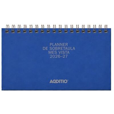 ADDITIO Månadsvy skrivbordsplanerare Kompakt månadsplanerare 21 x 10 cm, 48 sidor med kalender och anteckningar, dubbel spiral, 100 g munken-papper, skrivbordsorganisatör, blå, katalanska ADDITIO Månadsvy skrivbordsplanerare Kompakt månadsplanerare 21 x 10 cm, 48 sidor med kalender och anteckningar, dubbel spiral, 100 g munken-papper, skrivbordsorganisatör, blå, katalanska