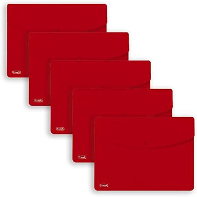 Favorit kuvert med Sprint-knapp, A4, Polypropylen, Matt, 5-pack Röd, 400159214 Favorit kuvert med Sprint-knapp, A4, Polypropylen, Matt, 5-pack Röd, 400159214