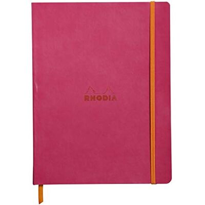 Rhodia 117512C – hallon flexibel anteckningsbok – 19 x 25 cm – fodrad – 160 sidor – Clairefontaine elfenbenspapper 90 g/m – bokmärke, elastisk stängning – fodral i fuskläder – rama-samling Rhodia 117512C – hallon flexibel anteckningsbok – 19 x 25 cm – fodrad – 160 sidor – Clairefontaine elfenbenspapper 90 g/m – bokmärke, elastisk stängning – fodral i fuskläder – rama-samling