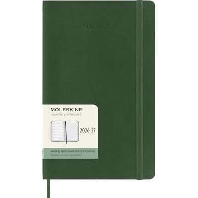 Moleskine Veckoplanerare 2026 2027 – 18 månaders dagbok med utrymme för anteckningar, mjukt omslag och elastisk stängning, myrtgrön, storlek large 13 x 21 cm Moleskine Veckoplanerare 2026 2027 – 18 månaders dagbok med utrymme för anteckningar, mjukt omslag och elastisk stängning, myrtgrön, storlek large 13 x 21 cm