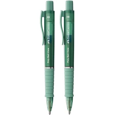 Faber-Castell 205015 – kulspetspenna poly bollview grön, 2 stycken, med utbytbar XB påfyllning, dokumentsäker Faber-Castell 205015 – kulspetspenna poly bollview grön, 2 stycken, med utbytbar XB påfyllning, dokumentsäker