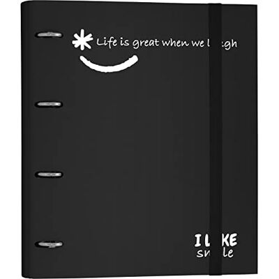 Grafoplás 88101310. 4-ringsmapp Strimlad med ersättning, A4, Svart, FSCC-papperskartong, Inkluderar Separatorer, Carpebook Like Smile Grafoplás 88101310. 4-ringsmapp Strimlad med ersättning, A4, Svart, FSCC-papperskartong, Inkluderar Separatorer, Carpebook Like Smile