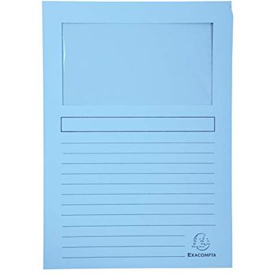 Exacompta Ref. 50152E Super fönstermappar, 160 gsm, A4 Ljusblå, Paket med 100 Exacompta Ref. 50152E Super fönstermappar, 160 gsm, A4 Ljusblå, Paket med 100
