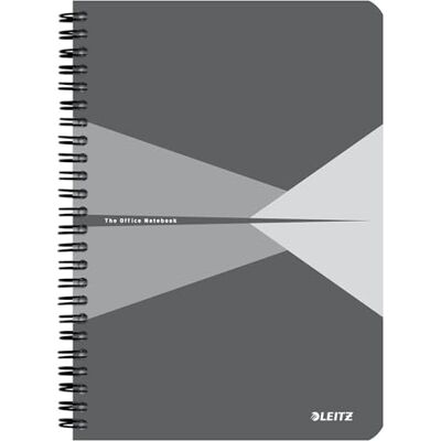 Leitz Office Collegeblock – A5 Rutad Anteckningsblock med PP-omslag, Spiralbindning, 360 Graders Öppning, 180 Sidor / 90 Ark FSC-Certifierat Papper (80 g/m²), För Kontor & Skola, Grå, 44981085 Leitz Office Collegeblock – A5 Rutad Anteckningsblock med PP-omslag, Spiralbindning, 360 Graders Öppning, 180 Sidor / 90 Ark FSC-Certifierat Papper (80 g/m²), För Kontor & Skola, Grå, 44981085