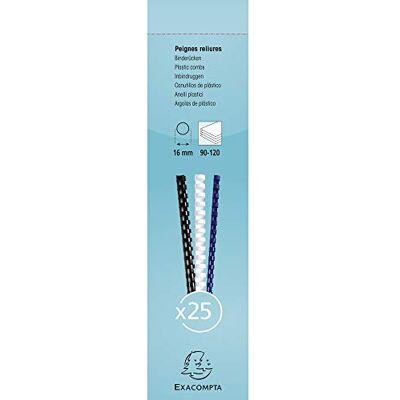 Exacompta Ref. 76501E Låda med 25 svarta PVC-spiralbindare 16 mm för inbindning av 90 till 120 ark 80g A4 eller A3 i liggande format lämplig för alla typer av ringpärmar Exacompta Ref. 76501E Låda med 25 svarta PVC-spiralbindare 16 mm för inbindning av 90 till 120 ark 80g A4 eller A3 i liggande format lämplig för alla typer av ringpärmar