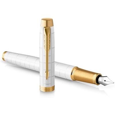 Parker IM reservoarpenna Premium Pearl med gulddetaljer Fin spets och svart bläck Presentask Parker IM reservoarpenna Premium Pearl med gulddetaljer Fin spets och svart bläck Presentask