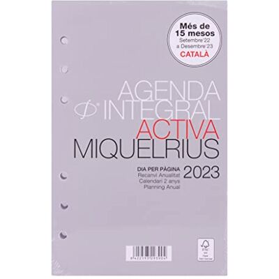 Miquelrius Ersättning dagordning ringar 16 månader (September 2022 December 2023) Dag för sida Aktiv storlek 117 x 182 mm (ca A6) Katalanska Miquelrius Ersättning dagordning ringar 16 månader (September 2022 December 2023) Dag för sida Aktiv storlek 117 x 182 mm (ca A6) Katalanska