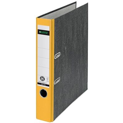 Leitz Kvalitetsmapp, A4, klimatneutral, 52 mm ryggbredd, gul rygg, molnmarmorpapper, 105015 Leitz Kvalitetsmapp, A4, klimatneutral, 52 mm ryggbredd, gul rygg, molnmarmorpapper, 105015