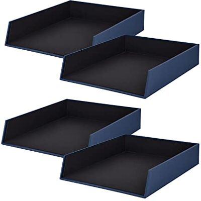 Rössler 1335452900-4 S.O.H.O förvaringskorg för DIN A4, marinblå, 4 stycken, stapelbara förvaringsfack, brevfack 26 x 6 x 32 cm Rössler 1335452900-4 S.O.H.O förvaringskorg för DIN A4, marinblå, 4 stycken, stapelbara förvaringsfack, brevfack 26 x 6 x 32 cm