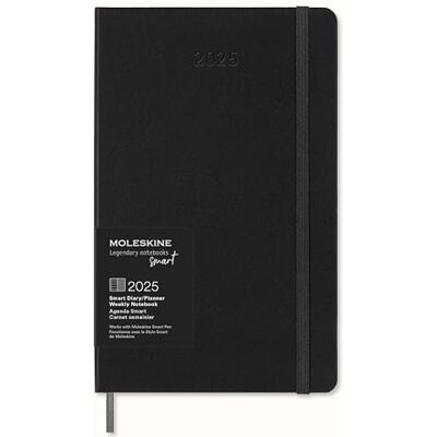 Moleskine smart planerare för veckan 12 månader 2025, smart planerare, Agenda 2025, elastisk stängning, svart färg, storlek stor 13 x 21 cm Moleskine smart planerare för veckan 12 månader 2025, smart planerare, Agenda 2025, elastisk stängning, svart färg, storlek stor 13 x 21 cm