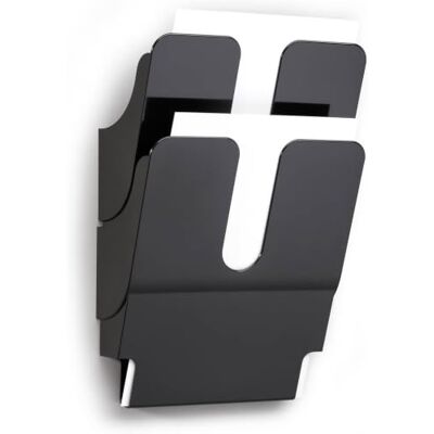 Durable FlexiPlus Broschyrställ för Vägg, A4 Stående, 2 Fack, svart Vägghängt postfack för dokument, tidningsställ i plast, blankettfack, 247 x 360 x 100 mm, svart färg, Made in Germany Durable FlexiPlus Broschyrställ för Vägg, A4 Stående, 2 Fack, svart Vägghängt postfack för dokument, tidningsställ i plast, blankettfack, 247 x 360 x 100 mm, svart färg, Made in Germany