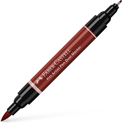 Faber-Castell Konst & Grafisk Pitt Artist Pen Dual Marker Indiskt bläck, Indien Röd, Enkel Pitt Penna, för konst, hantverk, ritning, skissning, hem, skola, universitet, färgning Faber-Castell Konst & Grafisk Pitt Artist Pen Dual Marker Indiskt bläck, Indien Röd, Enkel Pitt Penna, för konst, hantverk, ritning, skissning, hem, skola, universitet, färgning