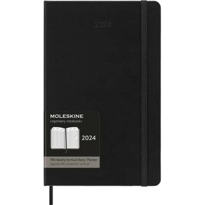 Moleskine PRO 12 månader 2024 veckovis vertikal planerare, hårt fodral, stor (5 tum x 8,2 tum), svart Moleskine PRO 12 månader 2024 veckovis vertikal planerare, hårt fodral, stor (5 tum x 8,2 tum), svart