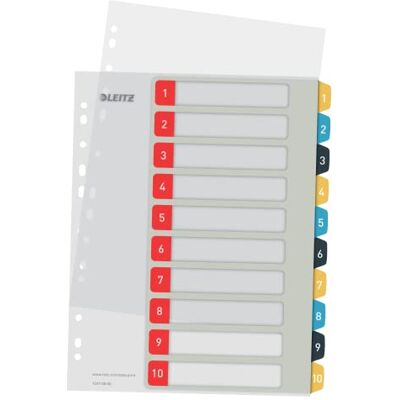 Leitz 12470000 Cosy Series 15-pack 1-10 PC skrivbara indexdelare A4 storlek robust flerfärgad Leitz 12470000 Cosy Series 15-pack 1-10 PC skrivbara indexdelare A4 storlek robust flerfärgad