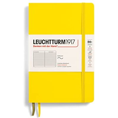 LEUCHTTURM1917 358302 anteckningsbok pocketbok (B6+), mjukt omslag, 123 numrerade sidor, linjerad, citron LEUCHTTURM1917 358302 anteckningsbok pocketbok (B6+), mjukt omslag, 123 numrerade sidor, linjerad, citron
