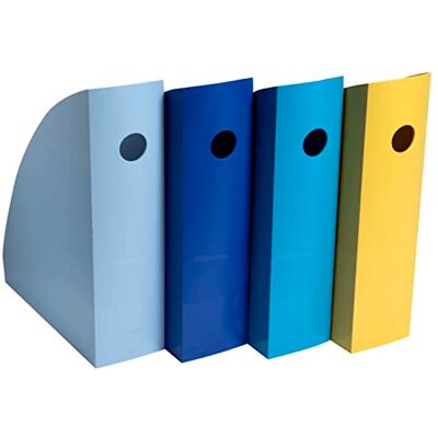 Exacompta Ref 18202SETD Set med 4 MAG-CUBE BeeBlue tidskriftsmappar, tidskriftshållare, kataloger, tidskrifter, förvaring av A4 och A4 maxi-dokument bredd 27,5 cm 4 olika färger Exacompta Ref 18202SETD Set med 4 MAG-CUBE BeeBlue tidskriftsmappar, tidskriftshållare, kataloger, tidskrifter, förvaring av A4 och A4 maxi-dokument bredd 27,5 cm 4 olika färger