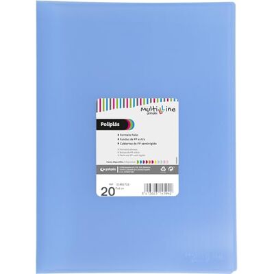 Grafoplás Grafoplas A4-mapp med genomskinliga fodral Ljusblå 20 st polypropylenfodral Folio storlek flexibla lock Multiline Polypropylen Perfekt skol- och kontorsmaterial Grafoplás Grafoplas A4-mapp med genomskinliga fodral Ljusblå 20 st polypropylenfodral Folio storlek flexibla lock Multiline Polypropylen Perfekt skol- och kontorsmaterial