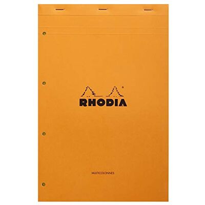 Rhodia 119700C – häftad anteckningsbok N°119 granskning orange – A4+ – förtryckta multikolumner – 80 avtagbara ark 4 hålstansade, gula Clairefontaine papper 80 g/m – grundläggande Rhodia 119700C – häftad anteckningsbok N°119 granskning orange – A4+ – förtryckta multikolumner – 80 avtagbara ark 4 hålstansade, gula Clairefontaine papper 80 g/m – grundläggande