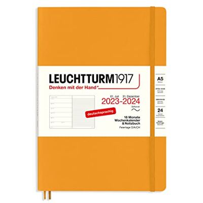 LEUCHTTURM1917 367863 veckokalender och anteckningsbok mjukt skydd medium (A5) 2024, 18 månader, Rising Sun, tyska LEUCHTTURM1917 367863 veckokalender och anteckningsbok mjukt skydd medium (A5) 2024, 18 månader, Rising Sun, tyska