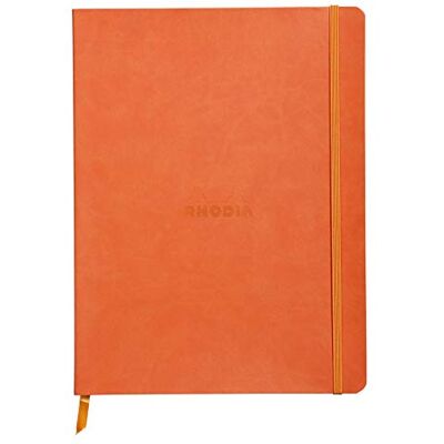 Rhodia 117564C Anteckningsbok rama med mjukt kuvert, prickigt rutnät, 80 ark, 90 g elfenbensfärgat papper, 190 x 250 mm, bokmärke, innerficka, 1 st, tangerin tangerin Rhodia 117564C Anteckningsbok rama med mjukt kuvert, prickigt rutnät, 80 ark, 90 g elfenbensfärgat papper, 190 x 250 mm, bokmärke, innerficka, 1 st, tangerin tangerin