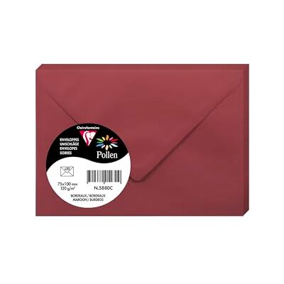 Clairefontaine – Ref 5880C – pollenkuvert (paket med 20) – 75 x 100 mm storlek, 120 gsm papper, gummerad tätning, bläckstråleskrivare och laserskrivarkompatibel, syrafri – rödbrun Clairefontaine – Ref 5880C – pollenkuvert (paket med 20) – 75 x 100 mm storlek, 120 gsm papper, gummerad tätning, bläckstråleskrivare och laserskrivarkompatibel, syrafri – rödbrun