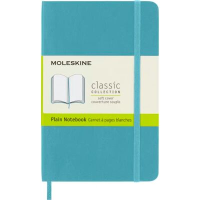 Moleskine Classic Plain Paper Notebook Soft Cover and Elastic Closure Journal Color Reef Blue Pocket 9 x 14 A6-192 Pages Moleskine Classic Plain Paper Notebook Soft Cover and Elastic Closure Journal Color Reef Blue Pocket 9 x 14 A6-192 Pages