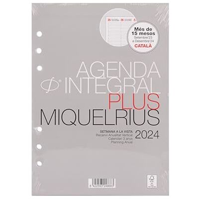 Miquelrius Omfattande årlig dagordning 2024, Veckans Vertikal Vy, Plus storlek 155 x 213 mm (liknande A5), katalanska, portugisiska och engelska Miquelrius Omfattande årlig dagordning 2024, Veckans Vertikal Vy, Plus storlek 155 x 213 mm (liknande A5), katalanska, portugisiska och engelska