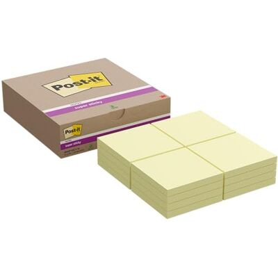 Post-it Super Sticky Notes, Canary Yellow, förpackning med 16 block, 90 ark per block, 76 mm x 76 mm, gul – extra starkt självhäftande anteckningspappel för att göra-listor och minnen Post-it Super Sticky Notes, Canary Yellow, förpackning med 16 block, 90 ark per block, 76 mm x 76 mm, gul – extra starkt självhäftande anteckningspappel för att göra-listor och minnen