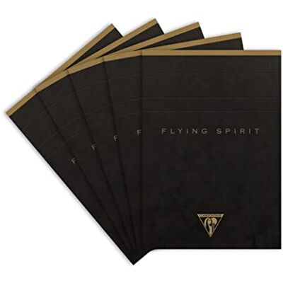 Clairefontaine Flygande ande ande ande svarta tygbundna anteckningsböcker, A6, 70 ark, fodrad – blandade mönster, 5-pack Clairefontaine Flygande ande ande ande svarta tygbundna anteckningsböcker, A6, 70 ark, fodrad – blandade mönster, 5-pack