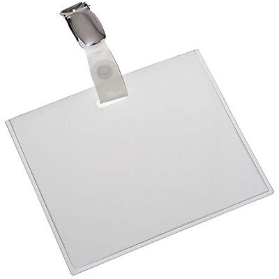 Europel ID-hållare märken med klämmor och tomma kortinlägg horisontell ID-korthållare för skola, högskolor, kontor och företagsevenemang mm, vit, 90 x 60, (förpackning med 24) Europel ID-hållare märken med klämmor och tomma kortinlägg horisontell ID-korthållare för skola, högskolor, kontor och företagsevenemang mm, vit, 90 x 60, (förpackning med 24)
