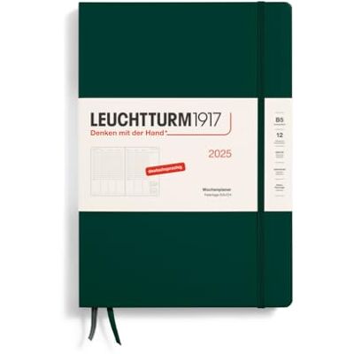 LEUCHTTURM1917 370584 veckoplanerare 2025, sammansättning B5 inbunden – 12-månaders kalender, 80 g, linjerad – skog grön LEUCHTTURM1917 370584 veckoplanerare 2025, sammansättning B5 inbunden – 12-månaders kalender, 80 g, linjerad – skog grön