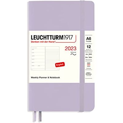 LEUCHTTURM1917 365922 veckokalender och anteckningsbok Softcover Pocket (A6) 2023, 12 månader, Lilac, engelska LEUCHTTURM1917 365922 veckokalender och anteckningsbok Softcover Pocket (A6) 2023, 12 månader, Lilac, engelska