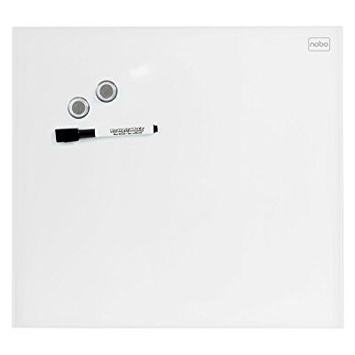 Nobo Liten Magnetisk Whiteboard i Glas, Avtorkningsbar med Tavelsudd, Ramlös, Dolda Fästen för Väggmontering, 300 x 300 mm, Inkluderar Whiteboardpenna och Magneter, Vit, 1903956 Nobo Liten Magnetisk Whiteboard i Glas, Avtorkningsbar med Tavelsudd, Ramlös, Dolda Fästen för Väggmontering, 300 x 300 mm, Inkluderar Whiteboardpenna och Magneter, Vit, 1903956