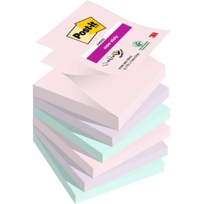 Post-it Super Sticky Z-Notes Soulful Color Collection, paket med 6 kuddar, 90 ark per dyna, 76 mm x 76 mm, rosa, lila, grön – extra klisterlappar för anteckningar, att göra-listor och påminnelser Post-it Super Sticky Z-Notes Soulful Color Collection, paket med 6 kuddar, 90 ark per dyna, 76 mm x 76 mm, rosa, lila, grön – extra klisterlappar för anteckningar, att göra-listor och påminnelser