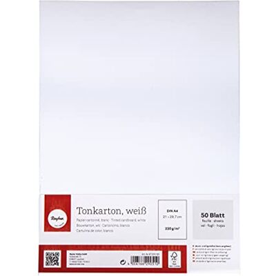 Rayher Tonkartong, FSC Mix Credit, snövit, DIN A4, 220 g/m2, 50 ark, 67374100, 29.7 Rayher Tonkartong, FSC Mix Credit, snövit, DIN A4, 220 g/m2, 50 ark, 67374100, 29.7