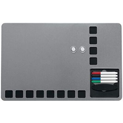 Rexel Nobo Liten Magnetisk Whiteboard med Integrerade Små Svarta Anslagstavlor, Ramlös, Väggmontering, Inbyggd Förvaring, Inkluderar Pennor, Magneter, Tavelsudd och Monteringskit, 610 x 390 mm, Vit, 1903812 Rexel Nobo Liten Magnetisk Whiteboard med Integrerade Små Svarta Anslagstavlor, Ramlös, Väggmontering, Inbyggd Förvaring, Inkluderar Pennor, Magneter, Tavelsudd och Monteringskit, 610 x 390 mm, Vit, 1903812