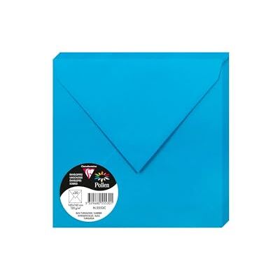 Clairefontaine 5553C Paquet de 20 Enveloppes Gommées Format Carré 16,5x16,5cm 120g/m² Coloris Turquoise Invitation Evènements et Correspondance Gamme Pollen Papier Premium Lisse Clairefontaine 5553C Paquet de 20 Enveloppes Gommées Format Carré 16,5x16,5cm 120g/m² Coloris Turquoise Invitation Evènements et Correspondance Gamme Pollen Papier Premium Lisse