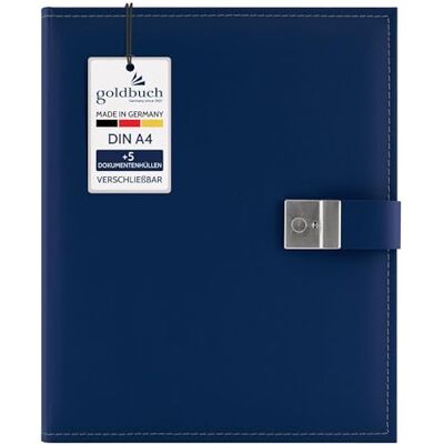 goldbuch 53818 Cezanne dokumentmapp för DIN A4-dokument, ringpärmsmapp inklusive 5 genomskinliga, utbyggbar organisationsmapp med lås, orgamapp i konstläder, ca 27,5 x 34 cm, blå goldbuch 53818 Cezanne dokumentmapp för DIN A4-dokument, ringpärmsmapp inklusive 5 genomskinliga, utbyggbar organisationsmapp med lås, orgamapp i konstläder, ca 27,5 x 34 cm, blå